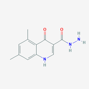molecular formula C12H13N3O2 B12121263 5,7-Dimethyl-4-hydroxyquinoline-3-carbohydrazide 
