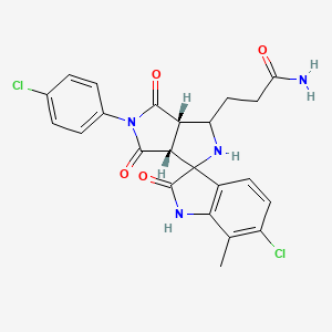 molecular formula C23H20Cl2N4O4 B1212137 3-[(3aR,6aS)-6'-chloro-5-(4-chlorophenyl)-7'-methyl-2',4,6-trioxo-1-spiro[1,2,3a,6a-tetrahydropyrrolo[3,4-c]pyrrole-3,3'-1H-indole]yl]propanamide 