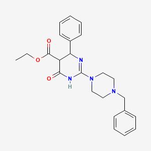 molecular formula C24H28N4O3 B12121406 Ethyl 2-(4-benzylpiperazin-1-yl)-4-oxo-6-phenyl-1,4,5,6-tetrahydropyrimidine-5-carboxylate 