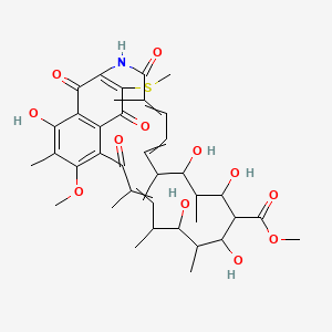 molecular formula C38H49NO12S B1212147 Methyl 2,10,12,14,16-pentahydroxy-4-methoxy-3,7,9,11,15,17,21-heptamethyl-25-methylsulfanyl-6,22,26,28-tetraoxo-23-azatricyclo[22.3.1.05,27]octacosa-1(27),2,4,7,18,20,24-heptaene-13-carboxylate 