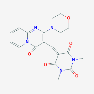 molecular formula C19H19N5O5 B12121503 1,3-dimethyl-5-{[2-(morpholin-4-yl)-4-oxo-4H-pyrido[1,2-a]pyrimidin-3-yl]methylidene}pyrimidine-2,4,6(1H,3H,5H)-trione 