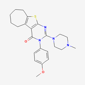 molecular formula C23H28N4O2S B1212167 3-(4-methoxyphenyl)-2-(4-methyl-1-piperazinyl)-6,7,8,9-tetrahydro-5H-cyclohepta[2,3]thieno[2,4-b]pyrimidin-4-one 
