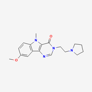 molecular formula C18H22N4O2 B1212168 8-Methoxy-5-methyl-3-[2-(1-pyrrolidinyl)ethyl]-4-pyrimido[5,4-b]indolone 