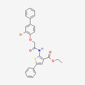 molecular formula C27H22BrNO4S B12121680 Ethyl 2-[2-(2-bromo-4-phenylphenoxy)acetylamino]-5-phenylthiophene-3-carboxyla te 
