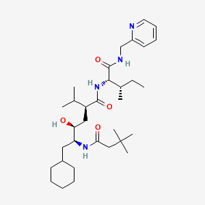 molecular formula C33H56N4O4 B1212169 (2S,4S,5S)-6-cyclohexyl-5-(3,3-dimethylbutanoylamino)-4-hydroxy-2-isopropyl-N-[(1S,2S)-2-methyl-1-(2-pyridylmethylcarbamoyl)butyl]hexanamide 