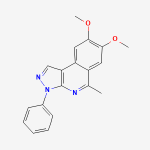 molecular formula C19H17N3O2 B1212175 7,8-Dimethoxy-5-methyl-3-phenylpyrazolo[3,4-c]isoquinoline 