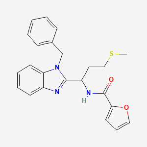 molecular formula C23H23N3O2S B12121804 N-[1-(1-benzyl-1H-1,3-benzodiazol-2-yl)-3-(methylsulfanyl)propyl]furan-2-carboxamide 