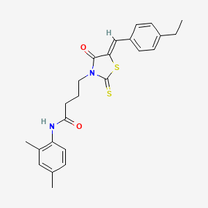 molecular formula C24H26N2O2S2 B12122027 N-(2,4-dimethylphenyl)-4-[(5Z)-5-(4-ethylbenzylidene)-4-oxo-2-thioxo-1,3-thiazolidin-3-yl]butanamide 