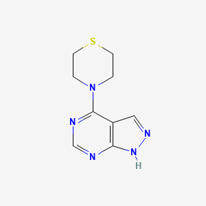 molecular formula C9H11N5S B12122056 4-{1H-Pyrazolo[3,4-D]pyrimidin-4-YL}thiomorpholine 