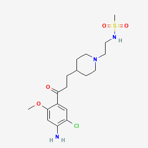 molecular formula C18H28ClN3O4S B1212210 1-(4-Amino-5-chloro-2-methoxyphenyl)-3-[1-(2-methylsulfonylaminoethyl)-4-piperidinyl]-1-propanone 