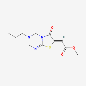 molecular formula C11H15N3O3S B12122234 methyl (2Z)-(6-oxo-3-propyl-3,4-dihydro-2H-[1,3]thiazolo[3,2-a][1,3,5]triazin-7(6H)-ylidene)ethanoate 