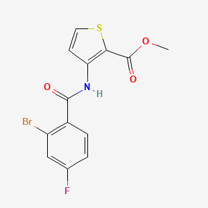 molecular formula C13H9BrFNO3S B12122389 Methyl 3-(2-bromo-4-fluorobenzamido)thiophene-2-carboxylate 