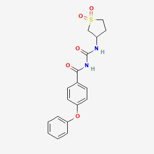 molecular formula C18H18N2O5S B12122441 Benzamide, 4-phenoxy-N-[[(tetrahydro-1,1-dioxido-3-thienyl)amino]carbonyl]- CAS No. 507454-60-6
