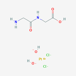 molecular formula C4H10Cl2N2O5Pt B1212252 2-[(2-Aminoacetyl)amino]acetic acid; platinum(4+); dihydrate 