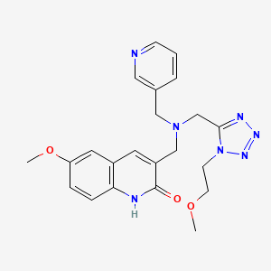 molecular formula C22H25N7O3 B1212262 6-methoxy-3-[[[1-(2-methoxyethyl)-5-tetrazolyl]methyl-(3-pyridinylmethyl)amino]methyl]-1H-quinolin-2-one 