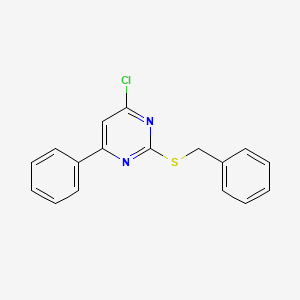 molecular formula C17H13ClN2S B12122633 Pyrimidine, 4-chloro-6-phenyl-2-[(phenylmethyl)thio]- CAS No. 99469-86-0