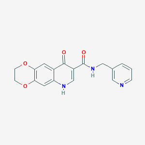 molecular formula C18H15N3O4 B1212265 9-氧代-N-(3-吡啶基甲基)-3,6-二氢-2H-[1,4]二噁英并[2,3-g]喹啉-8-甲酰胺 