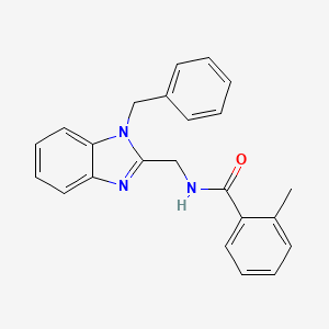 molecular formula C23H21N3O B12122683 N-[(1-benzyl-1H-benzimidazol-2-yl)methyl]-2-methylbenzamide 