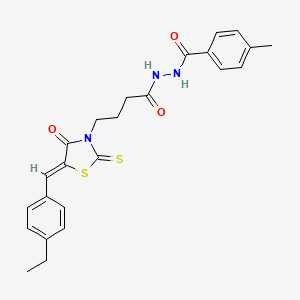 molecular formula C24H25N3O3S2 B12122795 N'-{4-[(5Z)-5-(4-ethylbenzylidene)-4-oxo-2-thioxo-1,3-thiazolidin-3-yl]butanoyl}-4-methylbenzohydrazide 