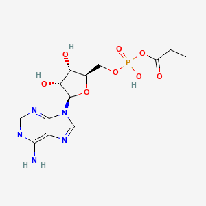 molecular formula C13H18N5O8P B1212286 propanoyl-AMP 