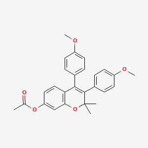 molecular formula C27H26O5 B1212309 2,2-Dimethyl-3,4-bis(4-methoxyphenyl)-2H-1-benzopyran-7-ol acetate CAS No. 5867-70-9