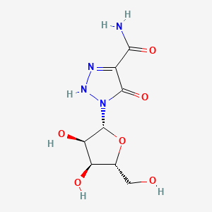 molecular formula C8H12N4O6 B1212314 5-Hydroxy-1-(beta-D-ribofuranosyl)-1,2,3-triazole-4-carboxamide CAS No. 59343-64-5