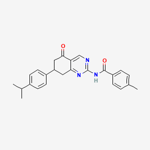 molecular formula C25H25N3O2 B12123396 4-methyl-N-{5-oxo-7-[4-(propan-2-yl)phenyl]-5,6,7,8-tetrahydroquinazolin-2-yl}benzamide CAS No. 4901-60-4