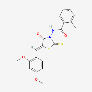 molecular formula C20H18N2O4S2 B12123435 N-[(5Z)-5-(2,4-dimethoxybenzylidene)-4-oxo-2-thioxo-1,3-thiazolidin-3-yl]-2-methylbenzamide 