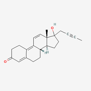 molecular formula C22H26O2 B1212364 (8S,13S,14S)-17-but-2-ynyl-17-hydroxy-13-methyl-1,2,6,7,8,14,15,16-octahydrocyclopenta[a]phenanthren-3-one 