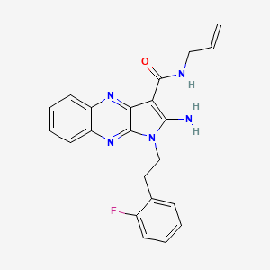 molecular formula C22H20FN5O B12123716 2-amino-1-[2-(2-fluorophenyl)ethyl]-N-(prop-2-en-1-yl)-1H-pyrrolo[2,3-b]quinoxaline-3-carboxamide 