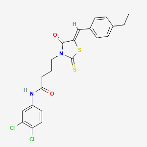 molecular formula C22H20Cl2N2O2S2 B12123764 N-(3,4-dichlorophenyl)-4-[(5Z)-5-(4-ethylbenzylidene)-4-oxo-2-thioxo-1,3-thiazolidin-3-yl]butanamide 