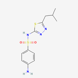molecular formula C12H16N4O2S2 B12123798 4-Amino-N-(5-isobutyl-1,3,4-thiadiazol-2-yl)benzenesulfonamide CAS No. 3571-94-6