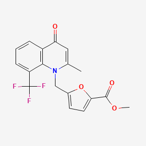 molecular formula C18H14F3NO4 B12123896 Methyl 5-((2-methyl-4-oxo-8-(trifluoromethyl)quinolin-1(4H)-yl)methyl)furan-2-carboxylate 