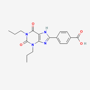 molecular formula C18H20N4O4 B1212394 Benzoic acid, 4-(2,3,6,7-tetrahydro-2,6-dioxo-1,3-dipropyl-1H-purin-8-yl)- CAS No. 94781-78-9
