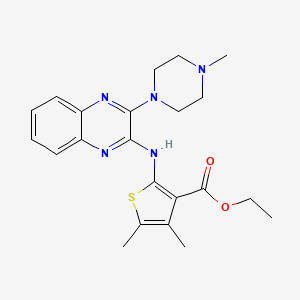 molecular formula C22H27N5O2S B12123967 Ethyl 4,5-dimethyl-2-{[3-(4-methylpiperazin-1-yl)quinoxalin-2-yl]amino}thiophene-3-carboxylate 