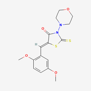 molecular formula C16H18N2O4S2 B12124015 (Z)-5-(2,5-dimethoxybenzylidene)-3-morpholino-2-thioxothiazolidin-4-one 