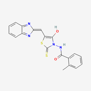 molecular formula C19H14N4O2S2 B12124089 N-[(5Z)-5-(1H-benzimidazol-2-ylmethylidene)-4-oxo-2-thioxo-1,3-thiazolidin-3-yl]-2-methylbenzamide 