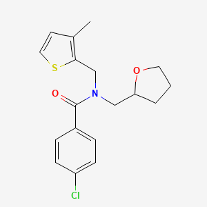 molecular formula C18H20ClNO2S B12124117 4-chloro-N-[(3-methylthiophen-2-yl)methyl]-N-(tetrahydrofuran-2-ylmethyl)benzamide 