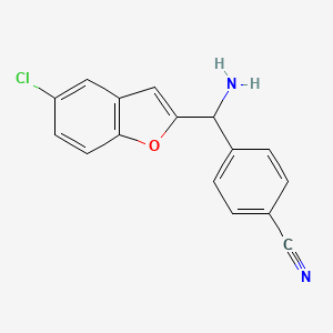 molecular formula C16H11ClN2O B12124162 Benzonitrile, 4-[amino(5-chloro-2-benzofuranyl)methyl]- CAS No. 1152526-73-2