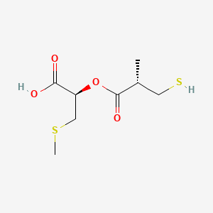 molecular formula C8H14O4S2 B1212424 (R)-2-(3-Mercapto-2(S)-methyl-1-oxopropoxy)-3-(methylthio)propanoic acid CAS No. 140369-78-4