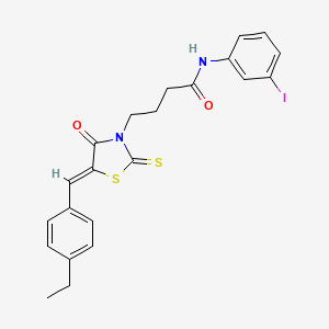 molecular formula C22H21IN2O2S2 B12124292 4-[(5Z)-5-(4-ethylbenzylidene)-4-oxo-2-thioxo-1,3-thiazolidin-3-yl]-N-(3-iodophenyl)butanamide 