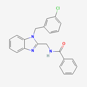 molecular formula C22H18ClN3O B12124356 N-({1-[(3-chlorophenyl)methyl]-1H-1,3-benzodiazol-2-yl}methyl)benzamide 