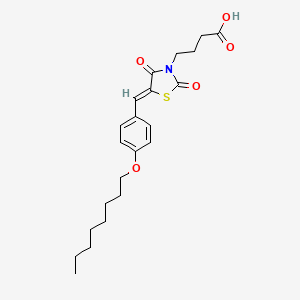 molecular formula C22H29NO5S B12124454 4-{(5Z)-5-[4-(octyloxy)benzylidene]-2,4-dioxo-1,3-thiazolidin-3-yl}butanoic acid 