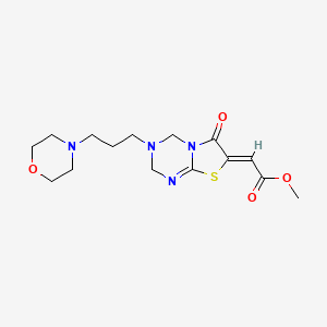 molecular formula C15H22N4O4S B12124489 methyl (2Z)-{3-[3-(morpholin-4-yl)propyl]-6-oxo-3,4-dihydro-2H-[1,3]thiazolo[3,2-a][1,3,5]triazin-7(6H)-ylidene}ethanoate 