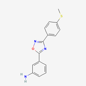 molecular formula C15H13N3OS B12124545 Benzenamine, 3-[3-[4-(methylthio)phenyl]-1,2,4-oxadiazol-5-yl]- CAS No. 1225058-35-4