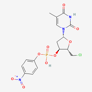 molecular formula C16H17ClN3O9P B1212457 [(2S,3S,5R)-2-(chloromethyl)-5-(5-methyl-2,4-dioxopyrimidin-1-yl)oxolan-3-yl] (4-nitrophenyl) hydrogen phosphate CAS No. 80214-53-5