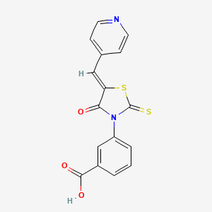 molecular formula C16H10N2O3S2 B12124591 3-[(5Z)-4-oxo-5-(pyridin-4-ylmethylidene)-2-thioxo-1,3-thiazolidin-3-yl]benzoic acid 