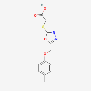molecular formula C12H12N2O4S B12124630 Acetic acid, [[5-[(4-methylphenoxy)methyl]-1,3,4-oxadiazol-2-yl]thio]- CAS No. 74228-72-1