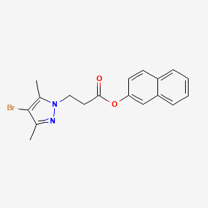 molecular formula C18H17BrN2O2 B12124669 2-Naphthyl 3-(4-bromo-3,5-dimethylpyrazolyl)propanoate 