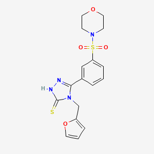 molecular formula C17H18N4O4S2 B12124694 4-(2-furylmethyl)-5-[3-(morpholin-4-ylsulfonyl)phenyl]-4H-1,2,4-triazole-3-thiol CAS No. 731776-66-2